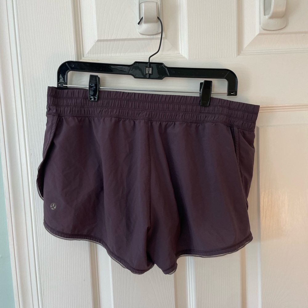 Purple lululemon running shorts with lining